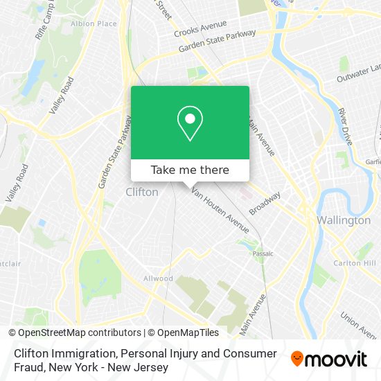 Mapa de Clifton Immigration, Personal Injury and Consumer Fraud