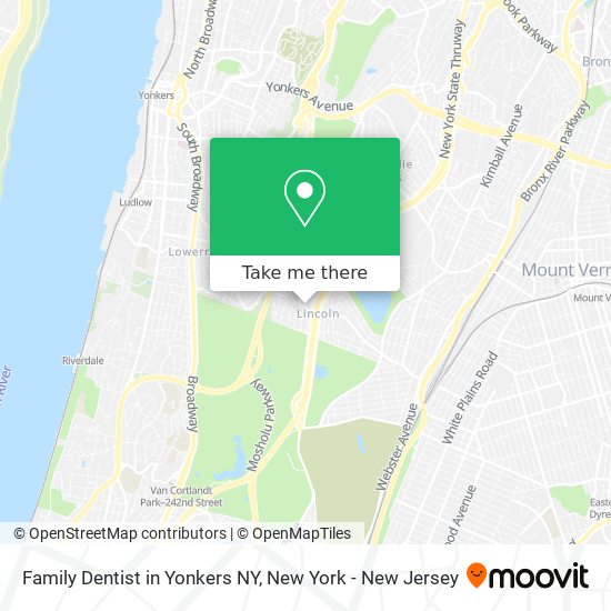 Family Dentist in Yonkers NY map