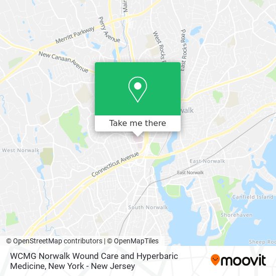 Mapa de WCMG Norwalk Wound Care and Hyperbaric Medicine