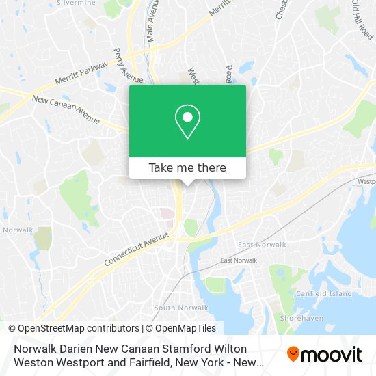 Mapa de Norwalk Darien New Canaan Stamford Wilton Weston Westport and Fairfield