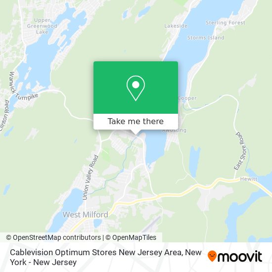Mapa de Cablevision Optimum Stores New Jersey Area