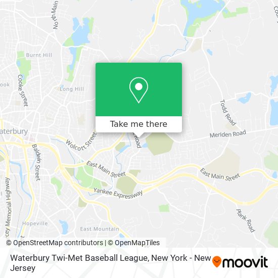 Waterbury Twi-Met Baseball League map