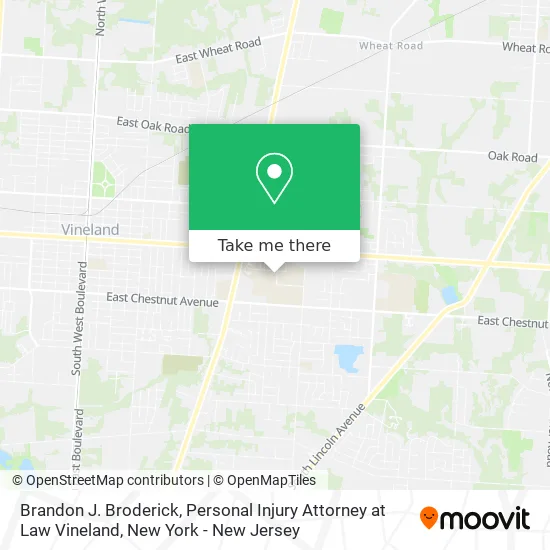 Brandon J. Broderick, Personal Injury Attorney at Law Vineland map