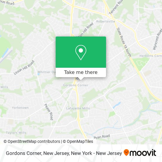 Mapa de Gordons Corner, New Jersey