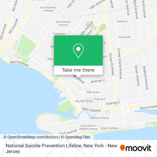 Mapa de National Suicide Prevention Lifeline