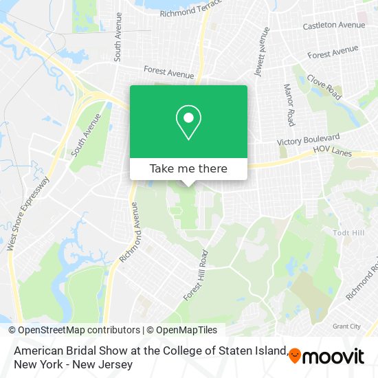 American Bridal Show at the College of Staten Island map