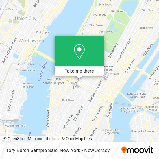 Tory Burch Sample Sale map