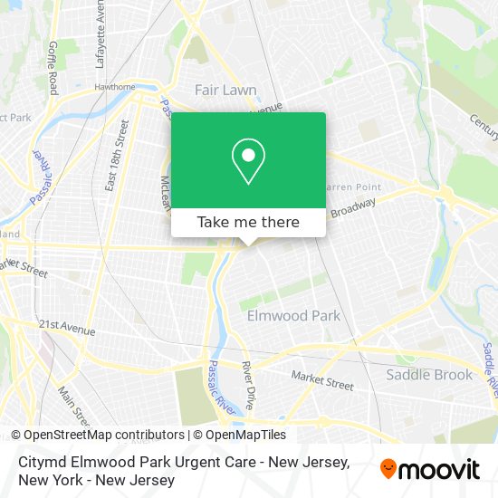 Mapa de Citymd Elmwood Park Urgent Care - New Jersey