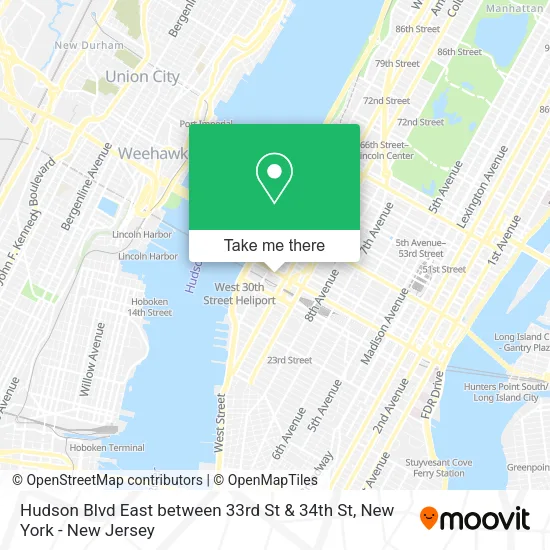 Hudson Blvd East between 33rd St & 34th St map