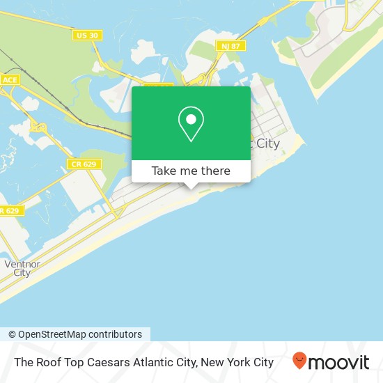 Mapa de The Roof Top Caesars Atlantic City