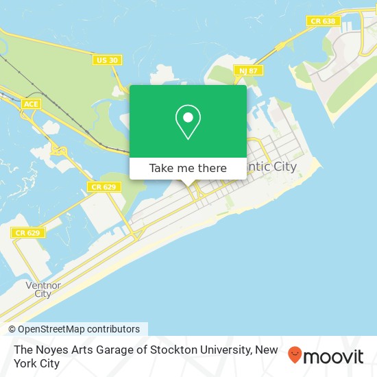 The Noyes Arts Garage of Stockton University map