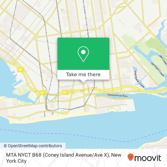 Mapa de MTA NYCT B68 (Coney Island Avenue / Ave X)