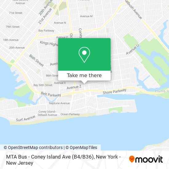 Mapa de MTA Bus - Coney Island Ave (B4 / B36)