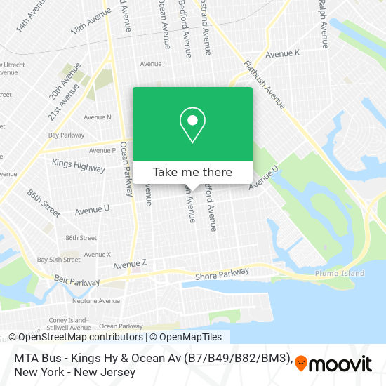 Mapa de MTA Bus - Kings Hy & Ocean Av (B7 / B49 / B82 / BM3)