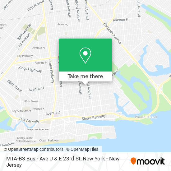 MTA-B3 Bus - Ave U & E 23rd St map