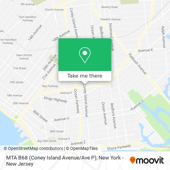 MTA B68 (Coney Island Avenue / Ave P) map