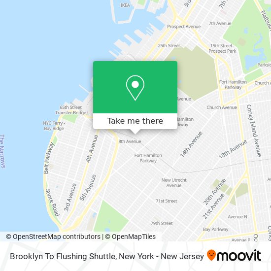 Mapa de Brooklyn To Flushing Shuttle