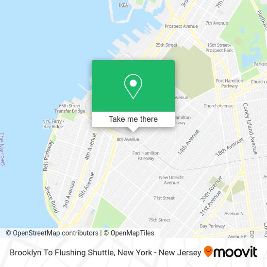 Brooklyn To Flushing Shuttle map