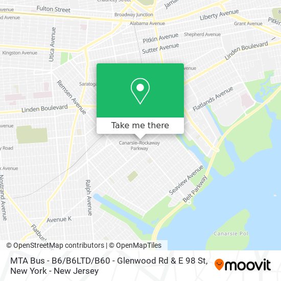 Mapa de MTA Bus - B6 / B6LTD / B60 - Glenwood Rd & E 98 St