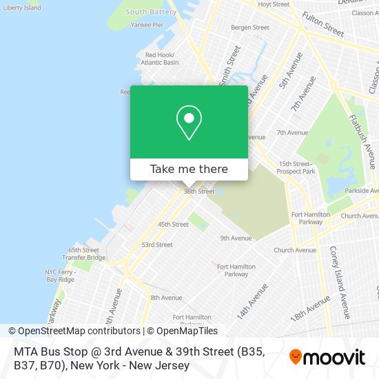 MTA Bus Stop @ 3rd Avenue & 39th Street (B35, B37, B70) map