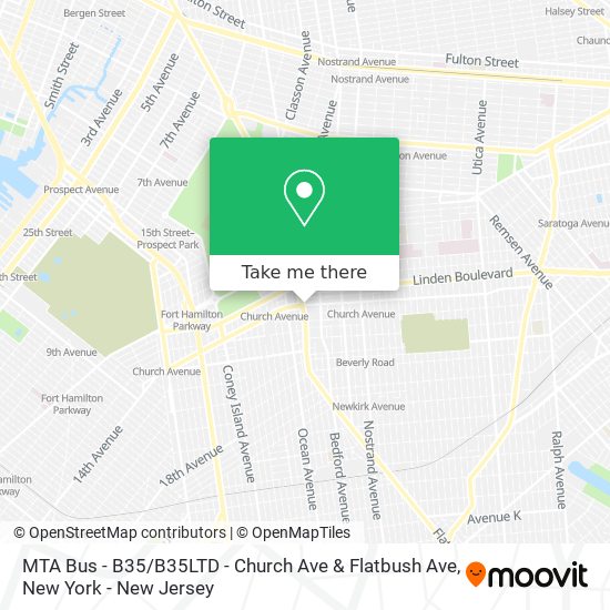 Mapa de MTA Bus - B35 / B35LTD - Church Ave & Flatbush Ave