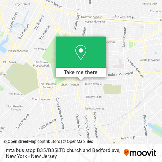 mta bus stop B35 / B35LTD church and Bedford ave map