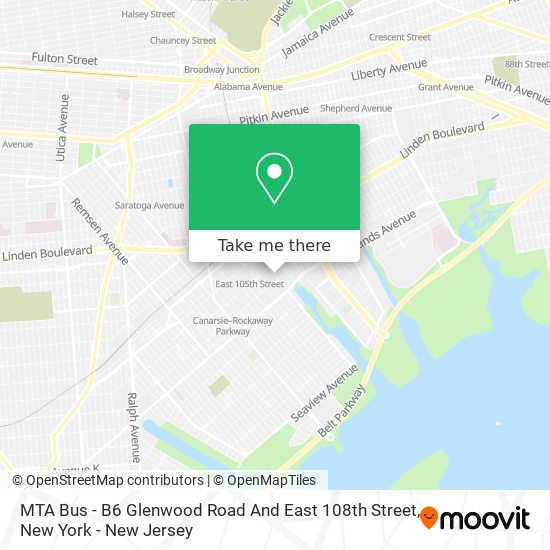 Mapa de MTA Bus - B6 Glenwood Road And East 108th Street