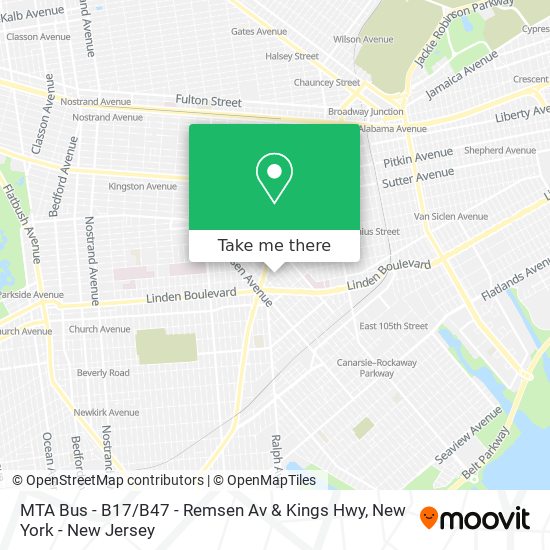 MTA Bus - B17 / B47 - Remsen Av & Kings Hwy map