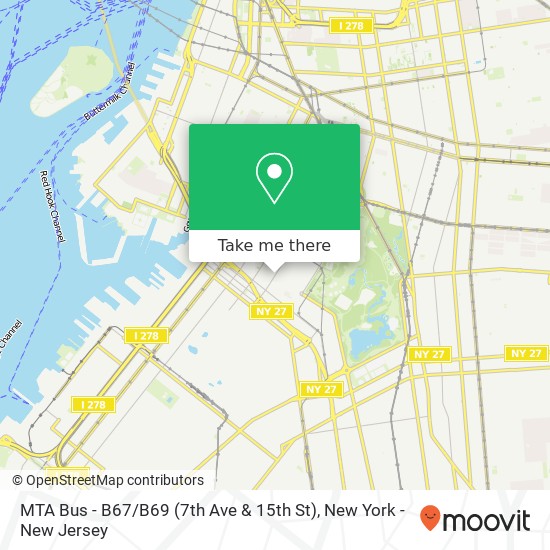 Mapa de MTA Bus - B67 / B69 (7th Ave & 15th St)