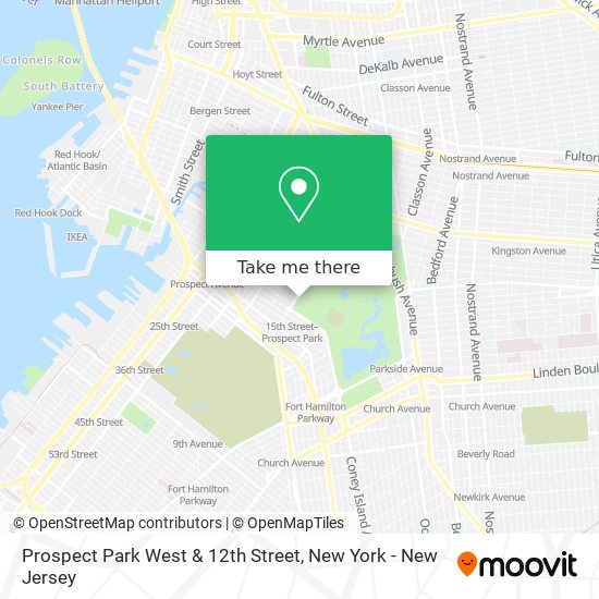 Prospect Park West & 12th Street map