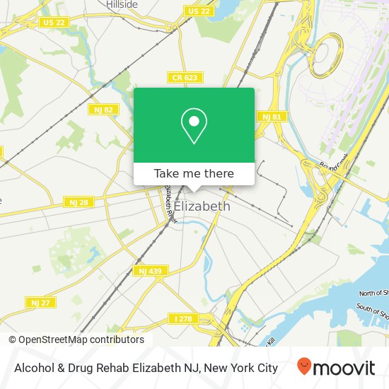 Alcohol & Drug Rehab Elizabeth NJ map