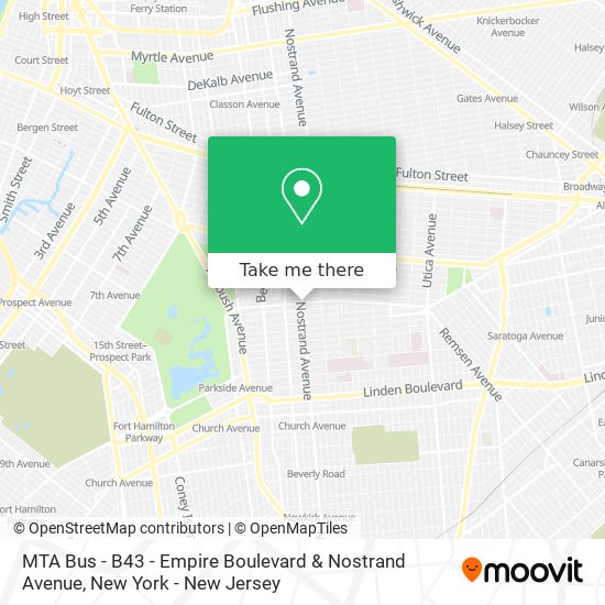 Mapa de MTA Bus - B43 - Empire Boulevard & Nostrand Avenue
