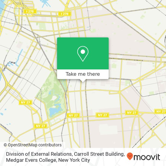 Mapa de Division of External Relations, Carroll Street Building, Medgar Evers College