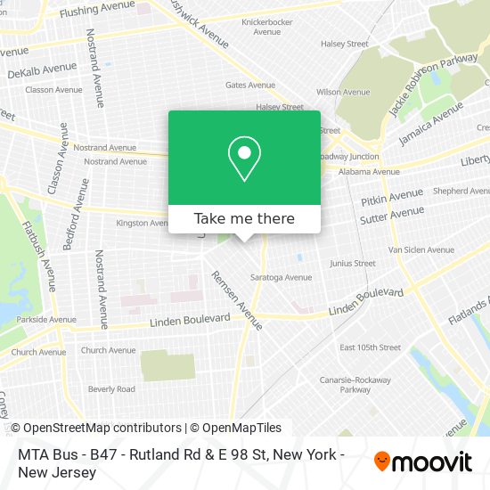 Mapa de MTA Bus - B47 - Rutland Rd & E 98 St