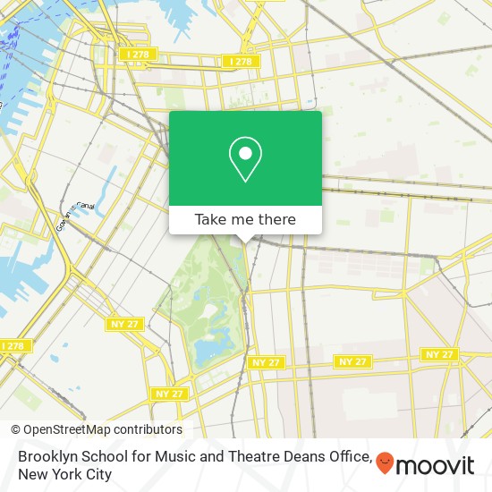 Mapa de Brooklyn School for Music and Theatre Deans Office