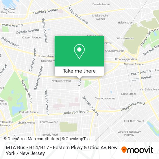 Mapa de MTA Bus - B14 / B17 - Eastern Pkwy & Utica Av