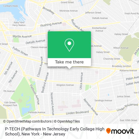 Mapa de P-TECH (Pathways In Technology Early College High School)