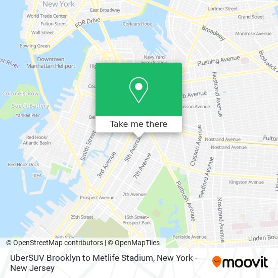 UberSUV Brooklyn to Metlife Stadium map