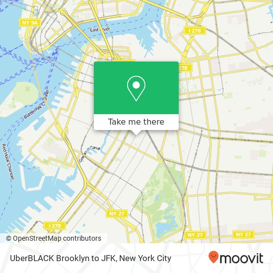 UberBLACK Brooklyn to JFK map