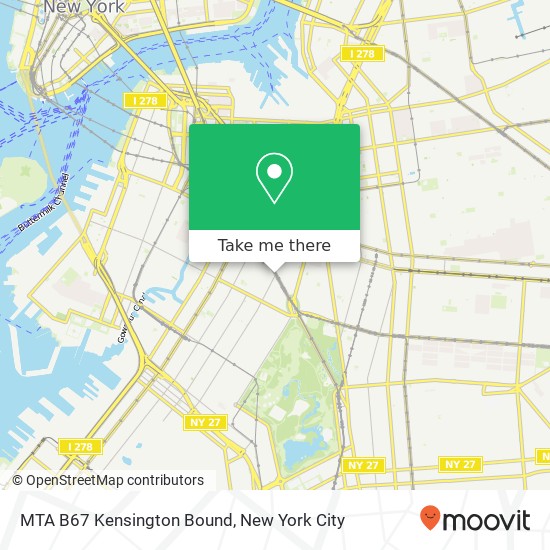 MTA B67 Kensington Bound map