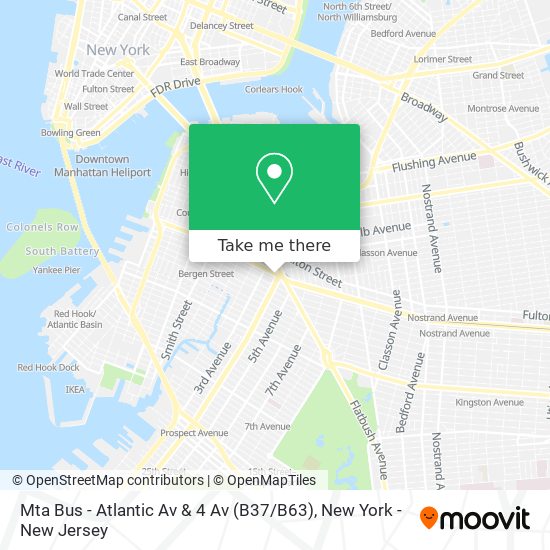 Mapa de Mta Bus - Atlantic Av & 4 Av (B37 / B63)