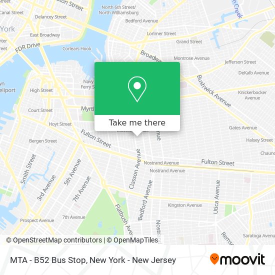 MTA - B52 Bus Stop map