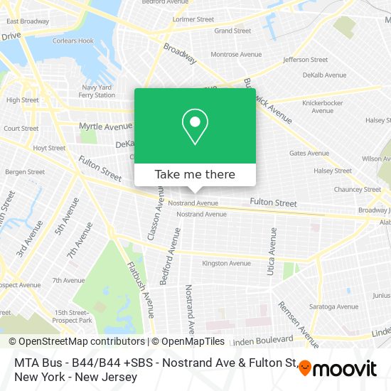 MTA Bus - B44 / B44 +SBS - Nostrand Ave & Fulton St map