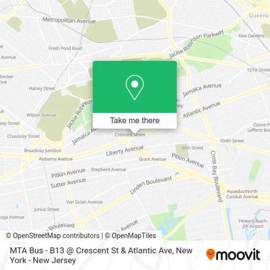 Mapa de MTA Bus - B13 @ Crescent St & Atlantic Ave