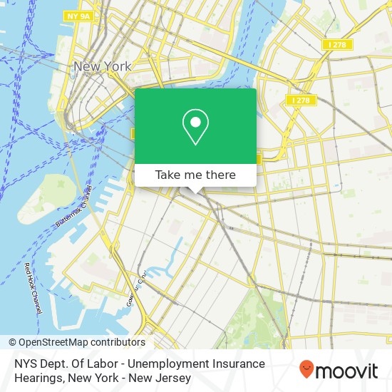 Mapa de NYS Dept. Of Labor - Unemployment Insurance Hearings