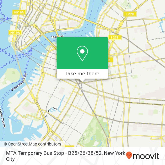 MTA Temporary Bus Stop - B25 / 26 / 38 / 52 map