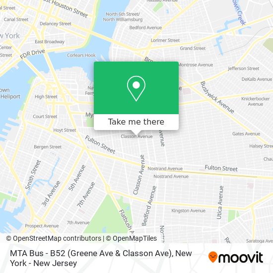 MTA Bus - B52 (Greene Ave & Classon Ave) map