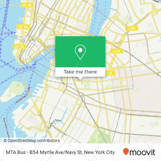 Mapa de MTA Bus - B54 Myrtle Ave / Navy St