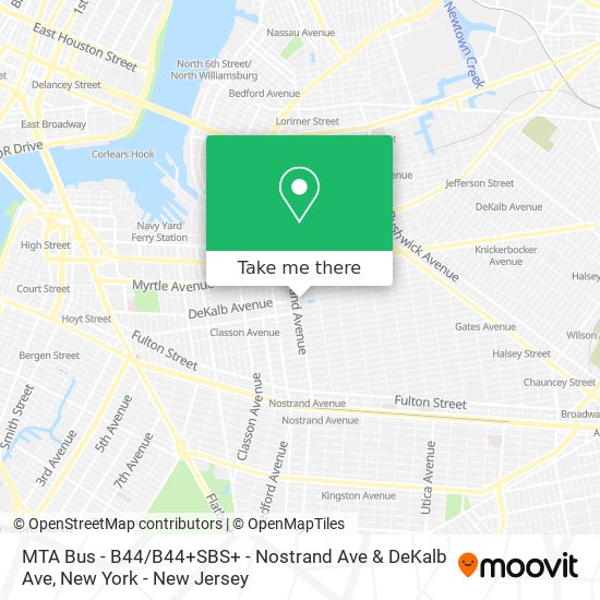 Mapa de MTA Bus - B44 / B44+SBS+ - Nostrand Ave & DeKalb Ave