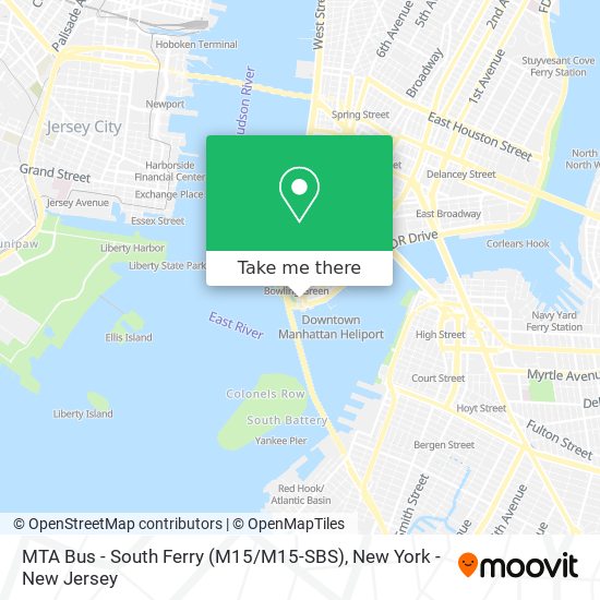 MTA Bus - South Ferry (M15 / M15-SBS) map